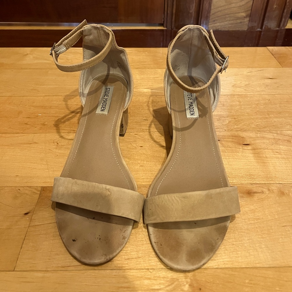 Steve Madden Beige Ankle Strap Heels